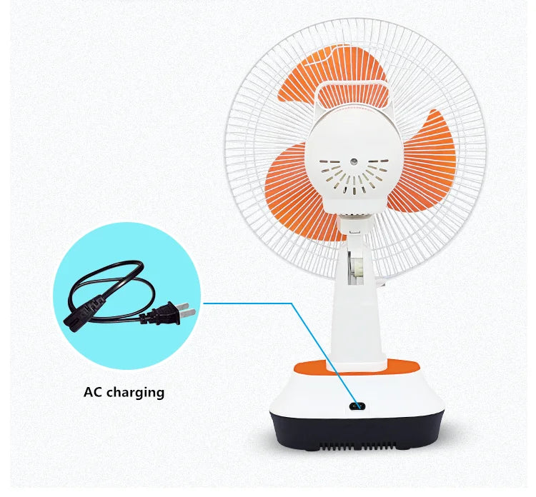 Hot Sale House Outdoor Portable AC DC 12Inch Rechargeable Table Fan With Led Light