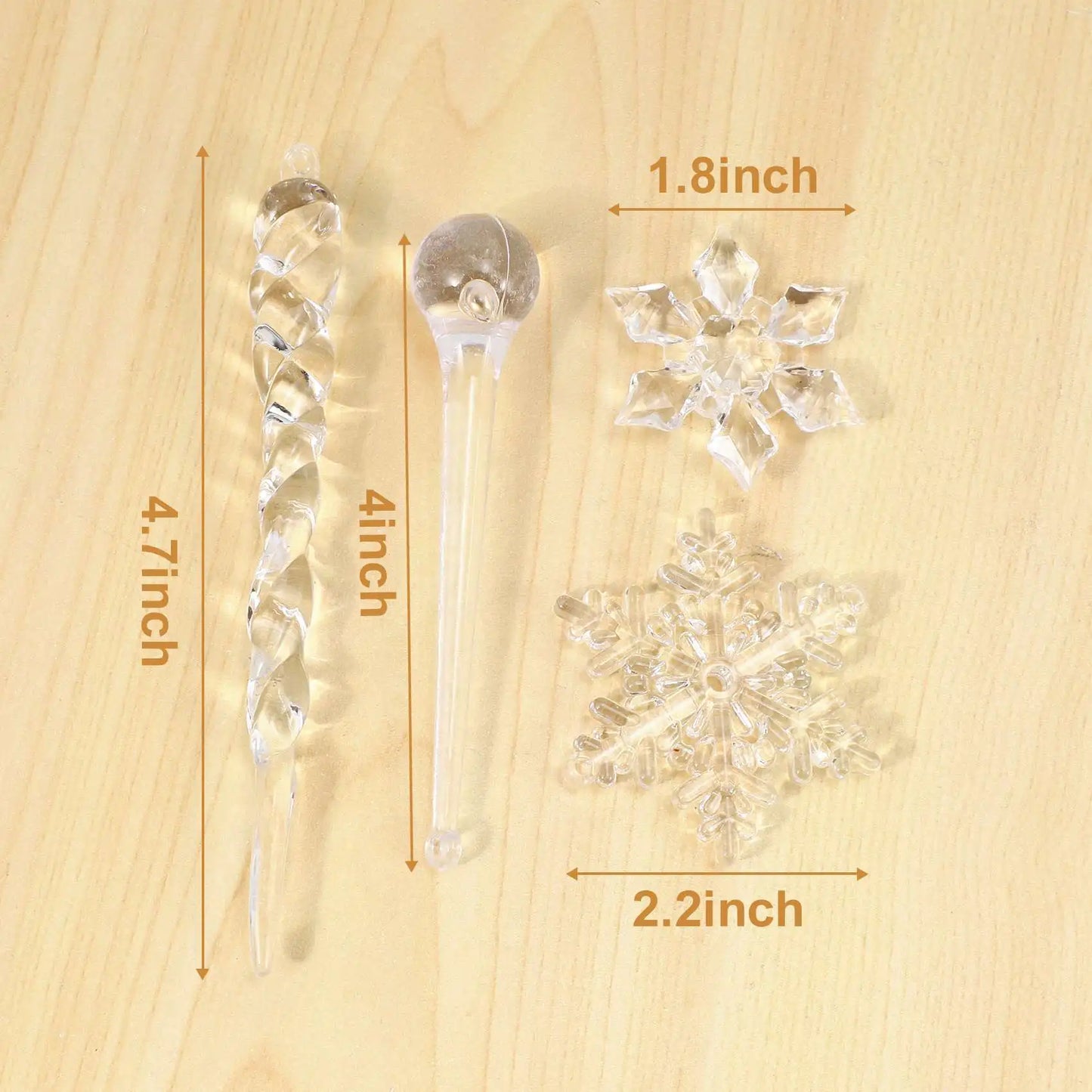 40PC Snowflake Icicle Christmas Ornaments New Year Ornaments Crystal Christmas Tree Transparent Ornaments