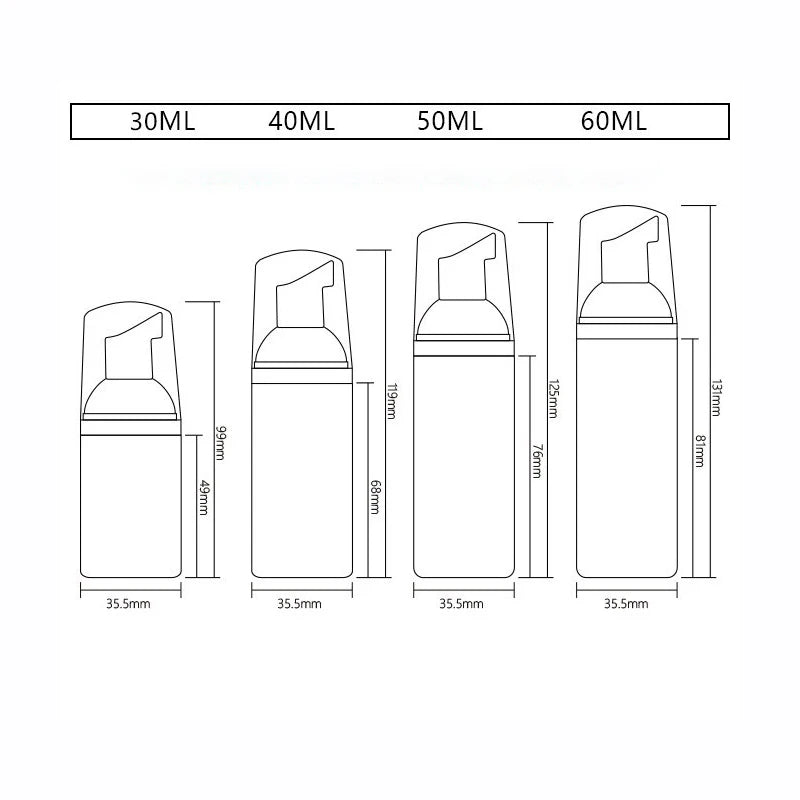 30/50/60/80/100ML Foam Dispenser Plastic Pump Bottles Empty Soap Refillable Bottle for Travel Wash Cleaning Cosmetics Packaging