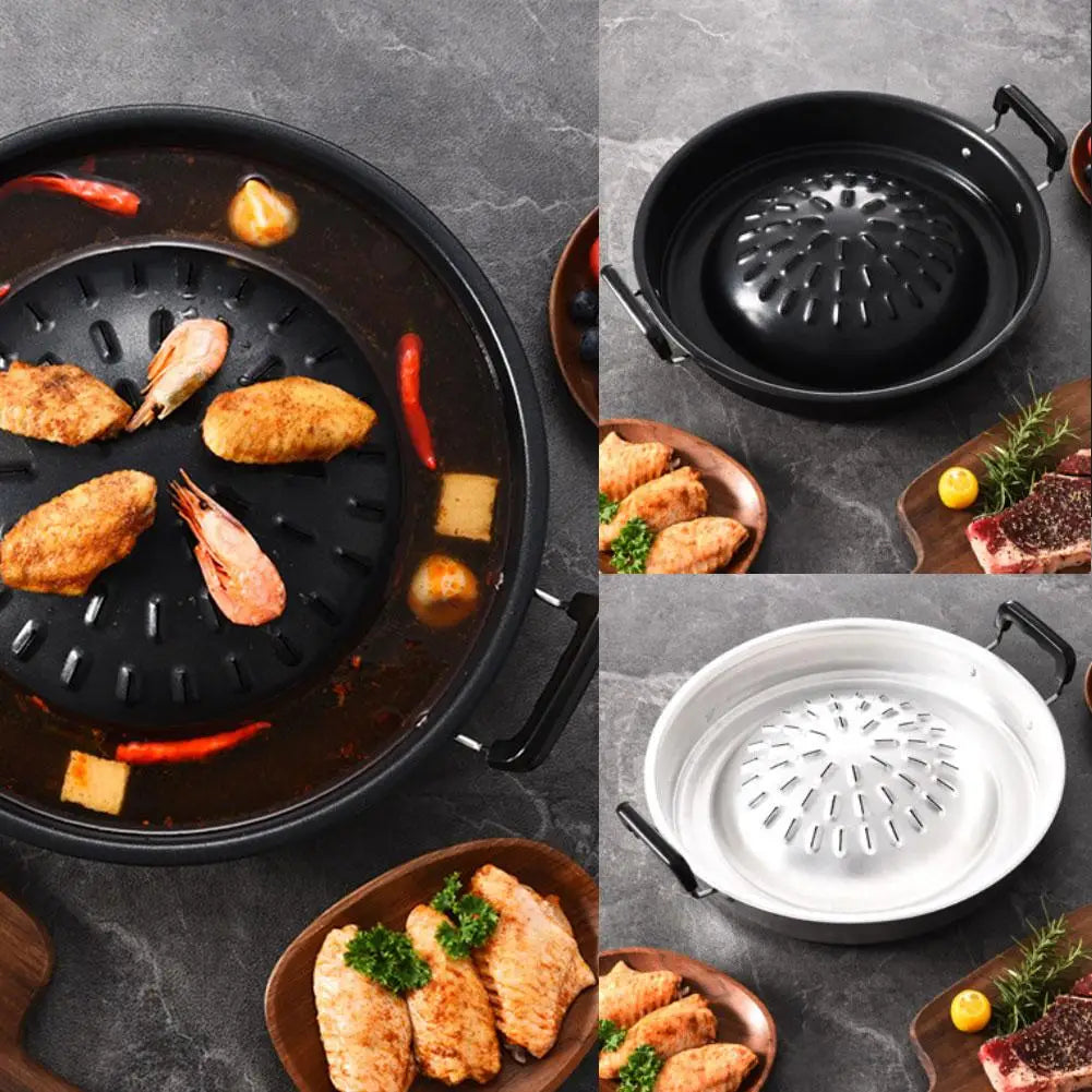 2 In1 Thai Restaurant Grill & Shabu Shab Barbecue Pan Tools Cooking Kitchen Household Basket Steamer Cookware Q3m8