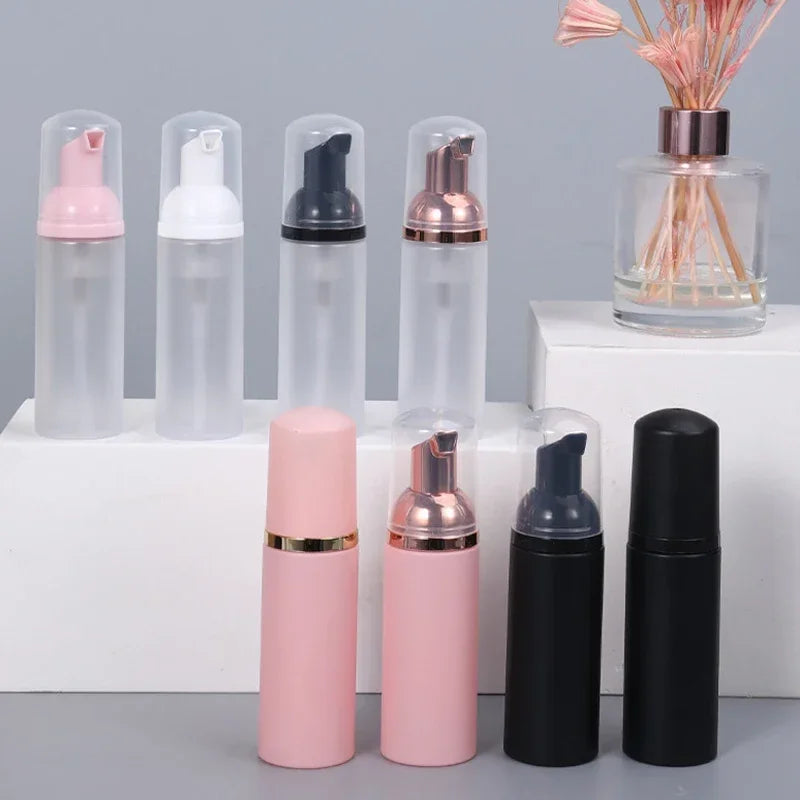 10Pcs 50ml Refillable Foam Pump Bottles Empty Shampoo Cleanser Soap Containers Portable Frosted Mousse Sample Bottles For Travel