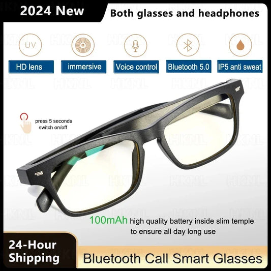 2024 Smart Glasses Wireless Bluetooth Music Glasses Smart Anti-Blue Light HD Bluetooth Call Outdoor Sports Polarized Sunglasses