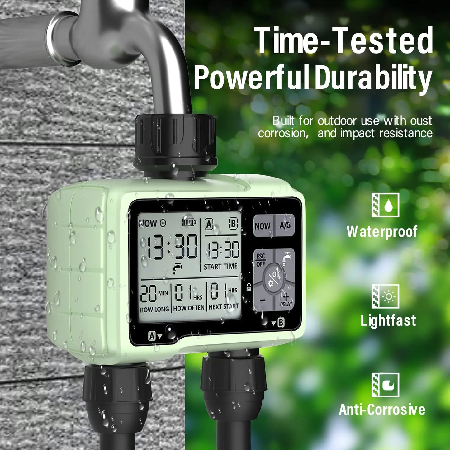 Super Timing System 2-Outlet Water Timer Precisely Watering Up Outdoor Automatic Irrigation Fully Adjustable Program