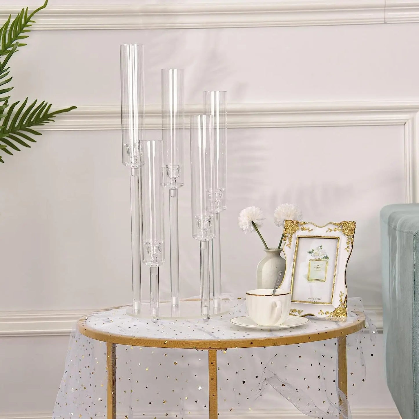 5set /10 set 5 Arms Acrylic Clear Candelabra  Candlesticks Candle Holders with Acrylic Party Table Decoration