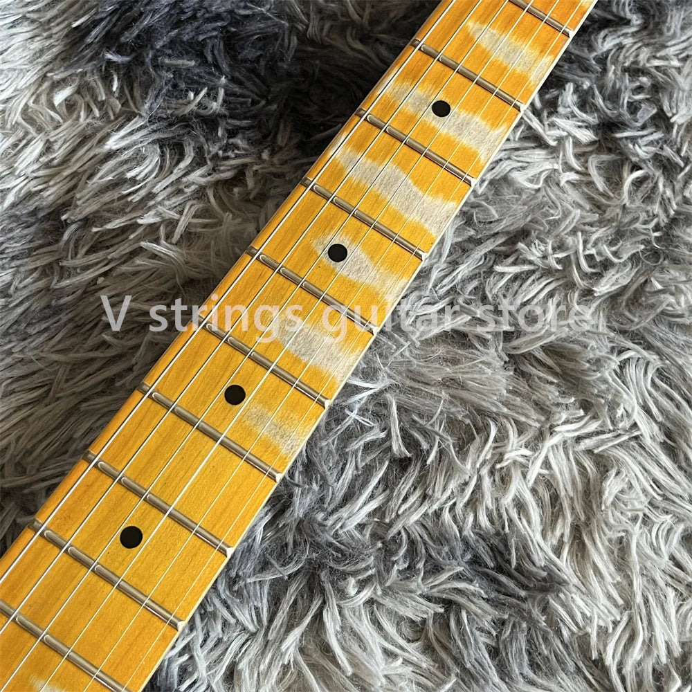 Handed heavy relics yellow electric guitar aged maple neck fretboard chrome hardware guitarra shipping quickly