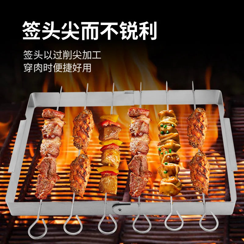 Stainless Steel Grill, Chicken Leg Rack, Outdoor Portable Grill Tool, Creative BBQ Grill Rack with Grill Skewers