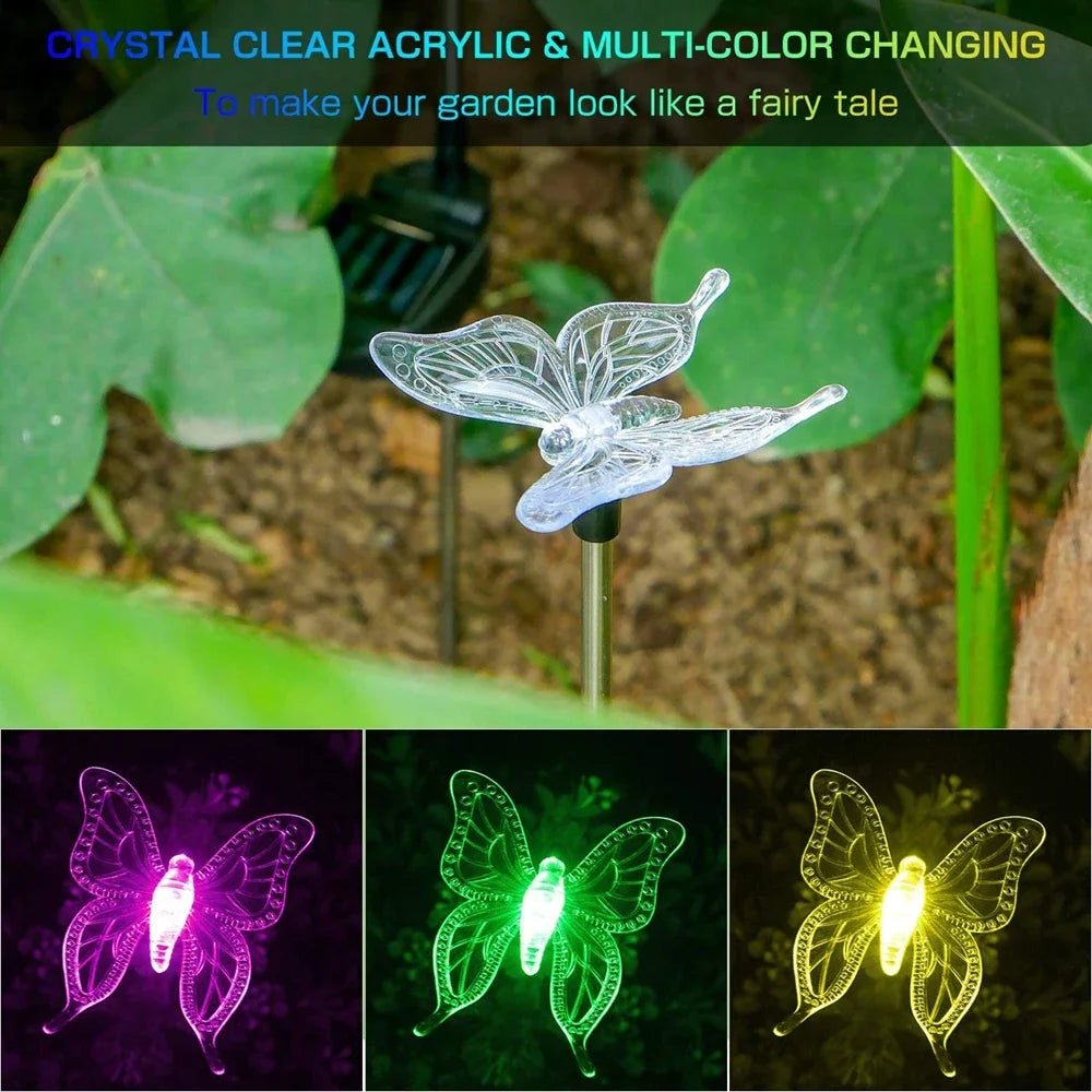 3 Pack Solar Garden Light Outdoor Solar Figurine Stake Light Color Changing Solar Landscape Light For Yard Lawn Patio Pathway