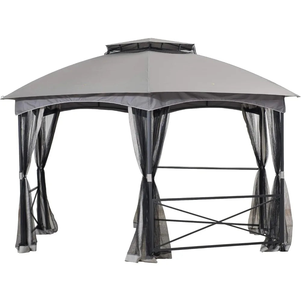 14.7x14.7 Ft. Gazebo with 2-Tier Dome Roof, Outdoor Pavilion