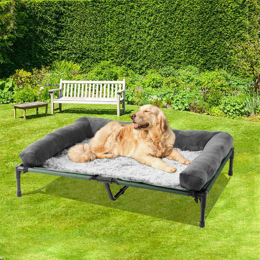 US Foldable XXXL Large Elevated Dog Bed Bolstered Pet Raised Bed Cot Indoor Outdoor