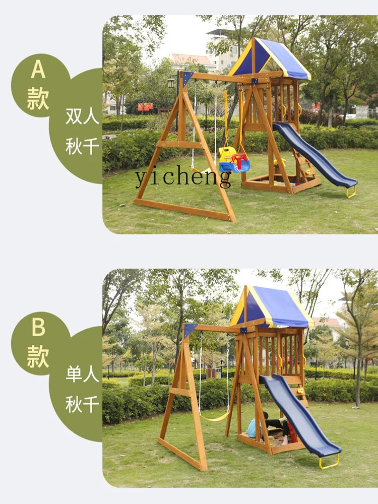 ZC Children's Outdoor Amusement Equipment Wooden Slide Swing Outdoor Park Slide