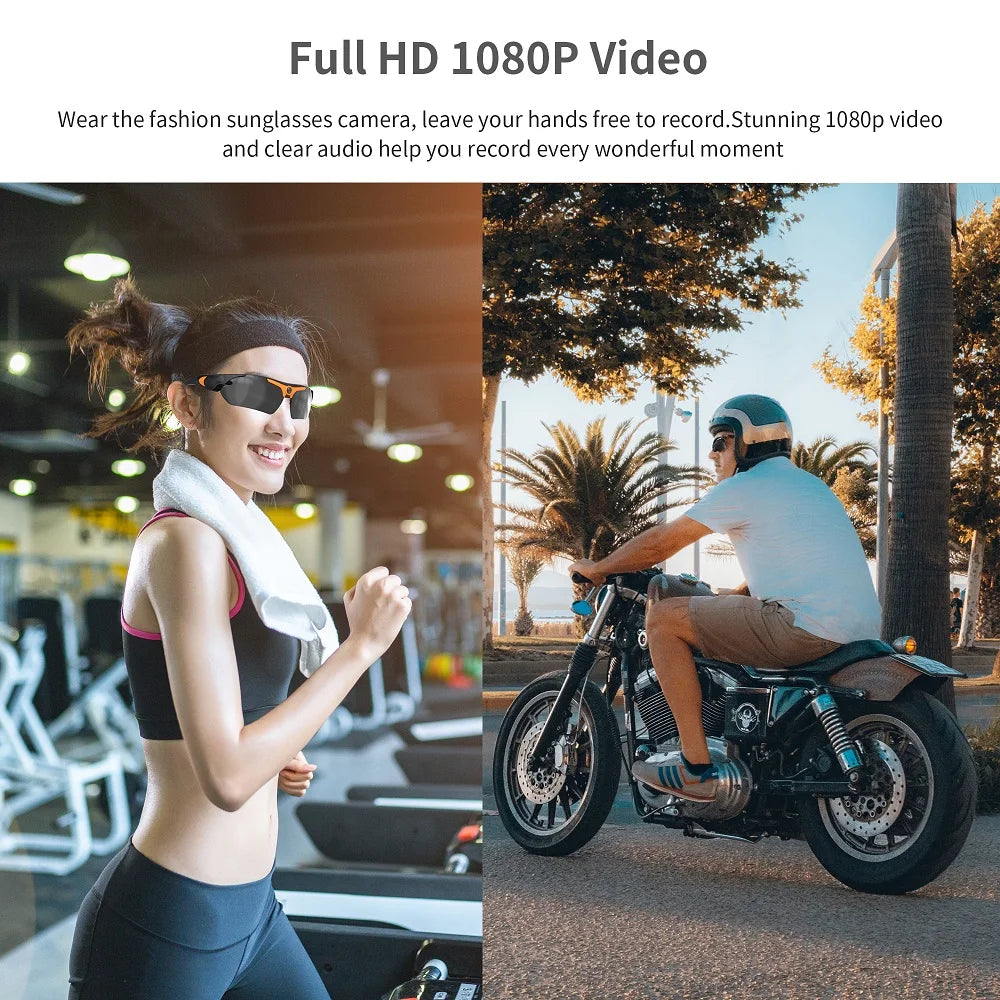 HD 1080P Smart Video Camera Outdoor Cycling Glasses Polarized Lens Smart Camcorder Security Protection Record Wearable Camera