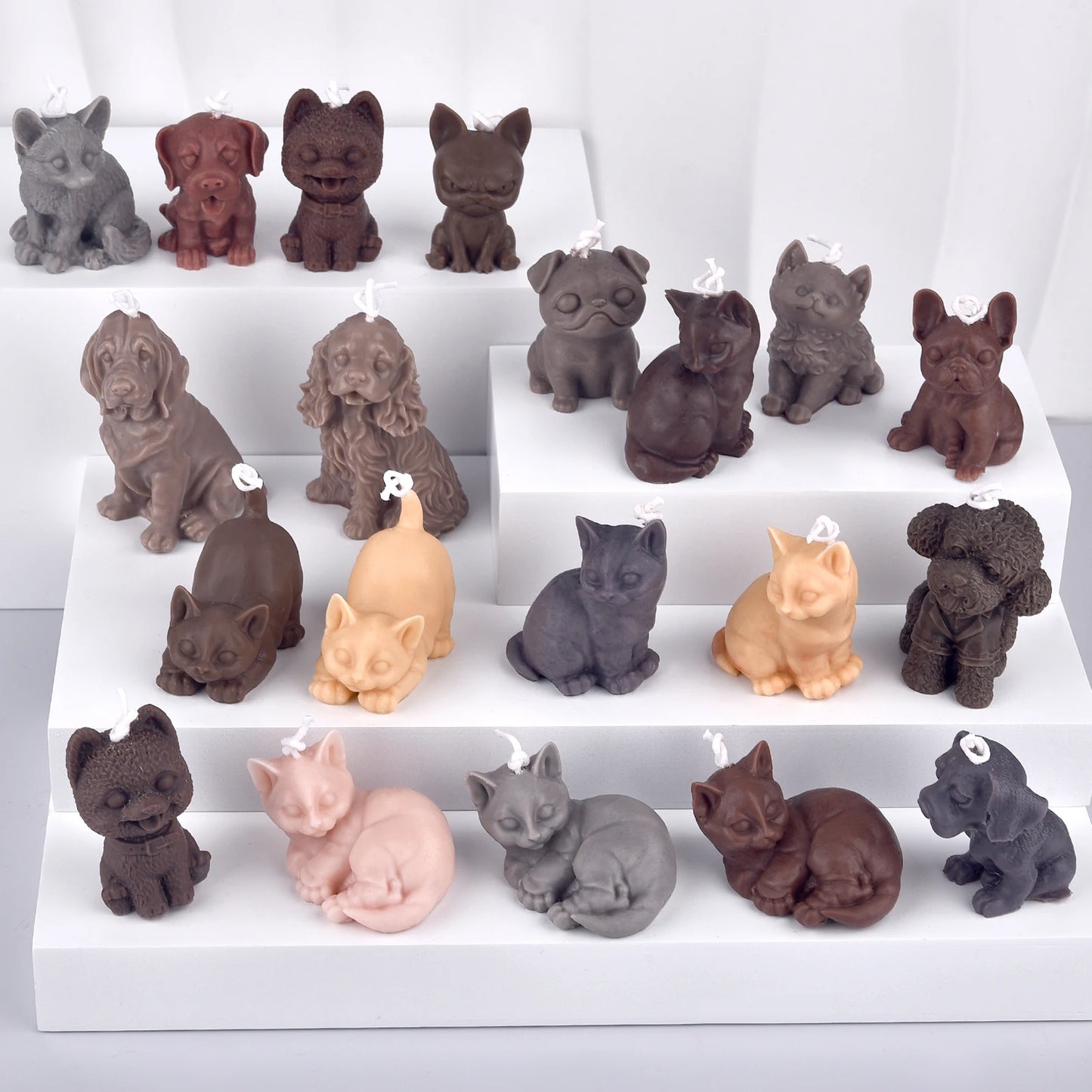 3D Dogs Cats Silicone Mold For Epoxy Resin Gypsum Soap Candle Mold DIY Cute Dogs Cats Crafts Ornament Making Supplies Home Decor