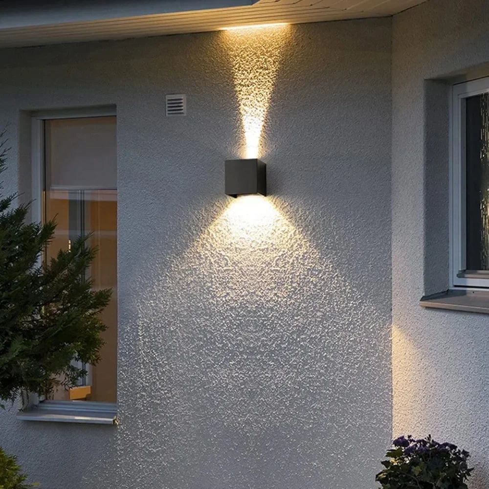 2 Pack LED Outdoor Wall Lights Exterior/Interior, Up and Down Lights IP65 Waterproof Wall Sconces, Square Aluminum Outdoor Wall