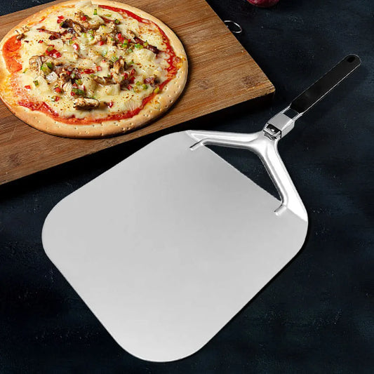 Stainless Steel Perforated Pizza Paddle with Foldable Handle Pizza Lifter Transfer Tool Multi-function Kitchen Utensils