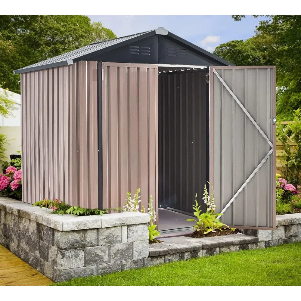 6' x 4' Metal Storage Shed for Outdoor, Outdoor Storage Shed with Design of Lockable Doors, Utility and Tool Storage for Garden