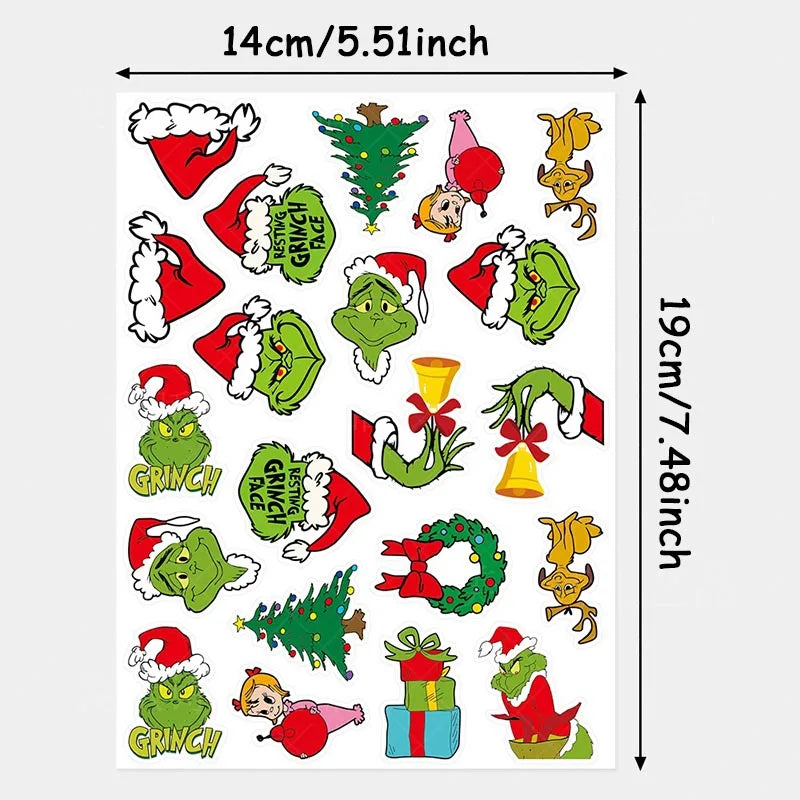 6Pcs Merry Christmas Decoration Stickers For Kid Gift Toy Stickers Tattoos Cartoon Stickers Decorative Items For Family Parties