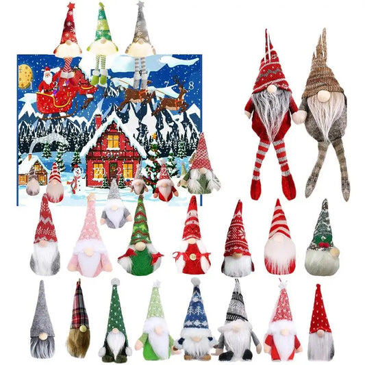 2024 Christmas Gnome Advent Calendar 3pcs Lighted & 21pcs no glowing  Plush Tomte Swedish Gnome Countdown Calendar