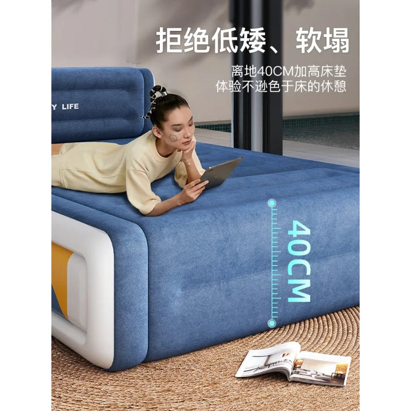 Household inflatable mattress adult folding air mattress bed, thickened single double outdoor camping moisture-proof