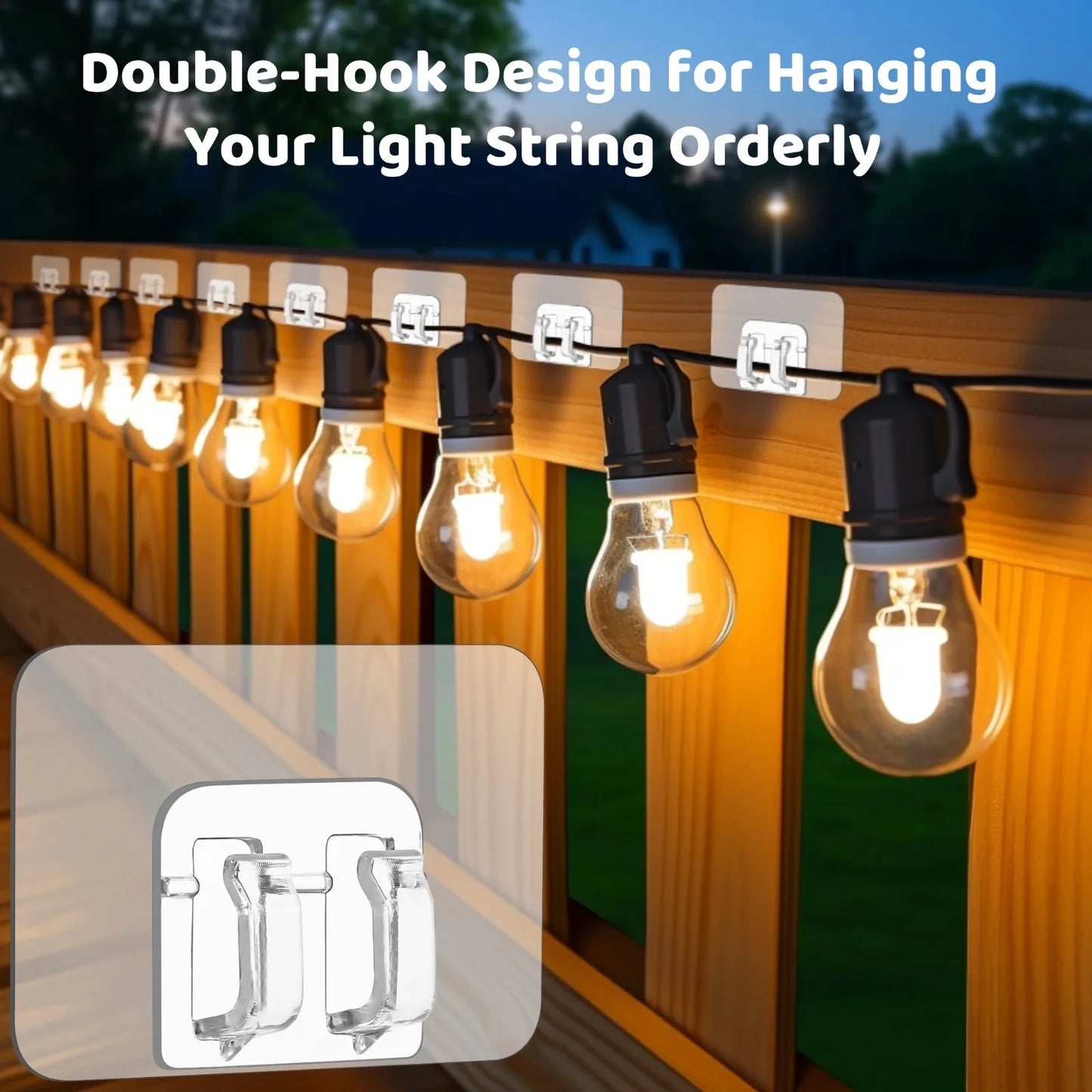 100Pcs String Lights Hooks Outdoor String Light Hooks Adhesive Design Easy Installation Without Drill Perfect For Patio Decor