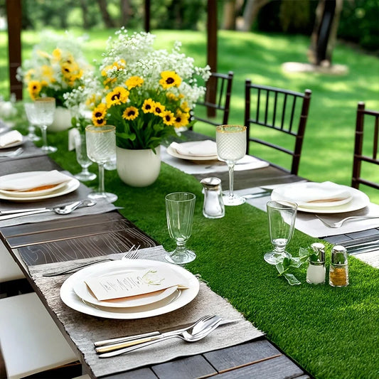 1/2PCS Easy Care Faux Grass Table Runners Perfect for Outdoor Weddings Garden Parties and Luau Themed Events!