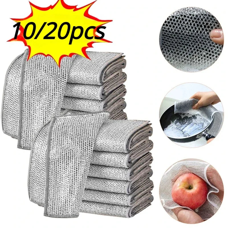 20cm Useful Things for Kitchen Dish Cloth Towel Dishcloth Wire Cleaning Single Layer Non-stick Oil Scouring Pad Rag Cloths Goods