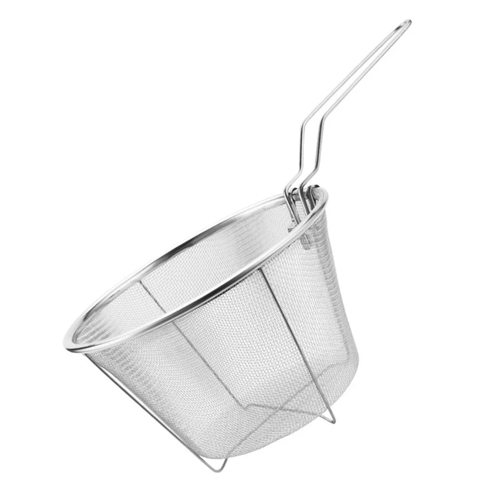 Stainless Steel Frying Basket Kitchen Utensil Holder Round Food Colander Fryer Strainer Bread Dad