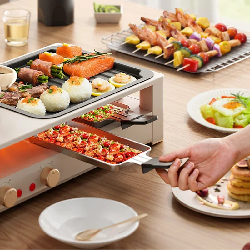 Household Korean Hotpot Barbecue All-in-one Pot Multi-function Barbecue Machine Instant Roasts Smokeless Baking Plate