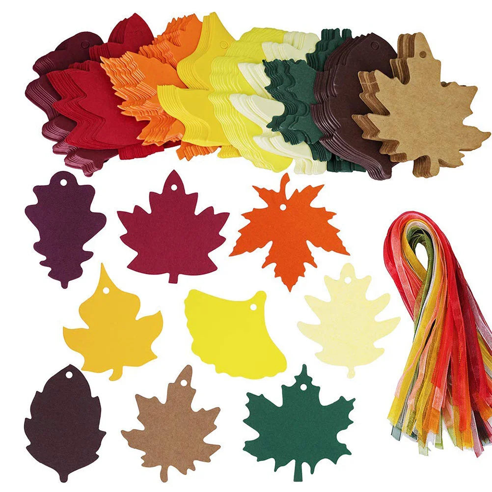 180 Pcs Message Post Tag Maple Leaf Dining Table Thanksgiving Gift Tags Kraft Paper