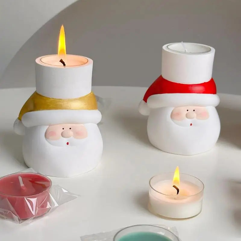 Tealight Candle Stand Santa Claus Christmas Tealight Stand Plaster Candle Holder Home Seasonal Centerpiece Seasonal With 4