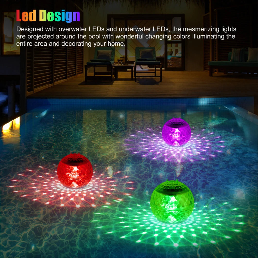 Solar Floating Pool Lights 600mah Battery Energy-Saving 7 Colors Changing Rotating Garden Lamp Floating Light