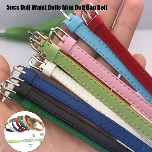 5Pcs Artificial Leather Doll Waist Belts Handmade Belt Toy Doll Collar Doll Clothes Accessories for 20cm Cotton Dolls Kids Toys