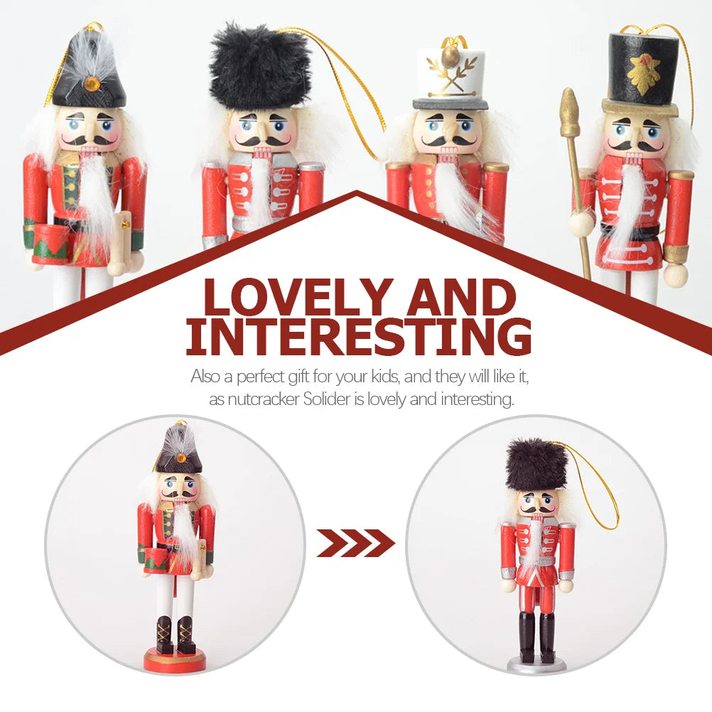 4 Pcs Nutcracker Puppets Nutcrackers Decorations Christmas Xmas Tree Gifts for Stocking Stuffers Hanging Ornaments Pendant