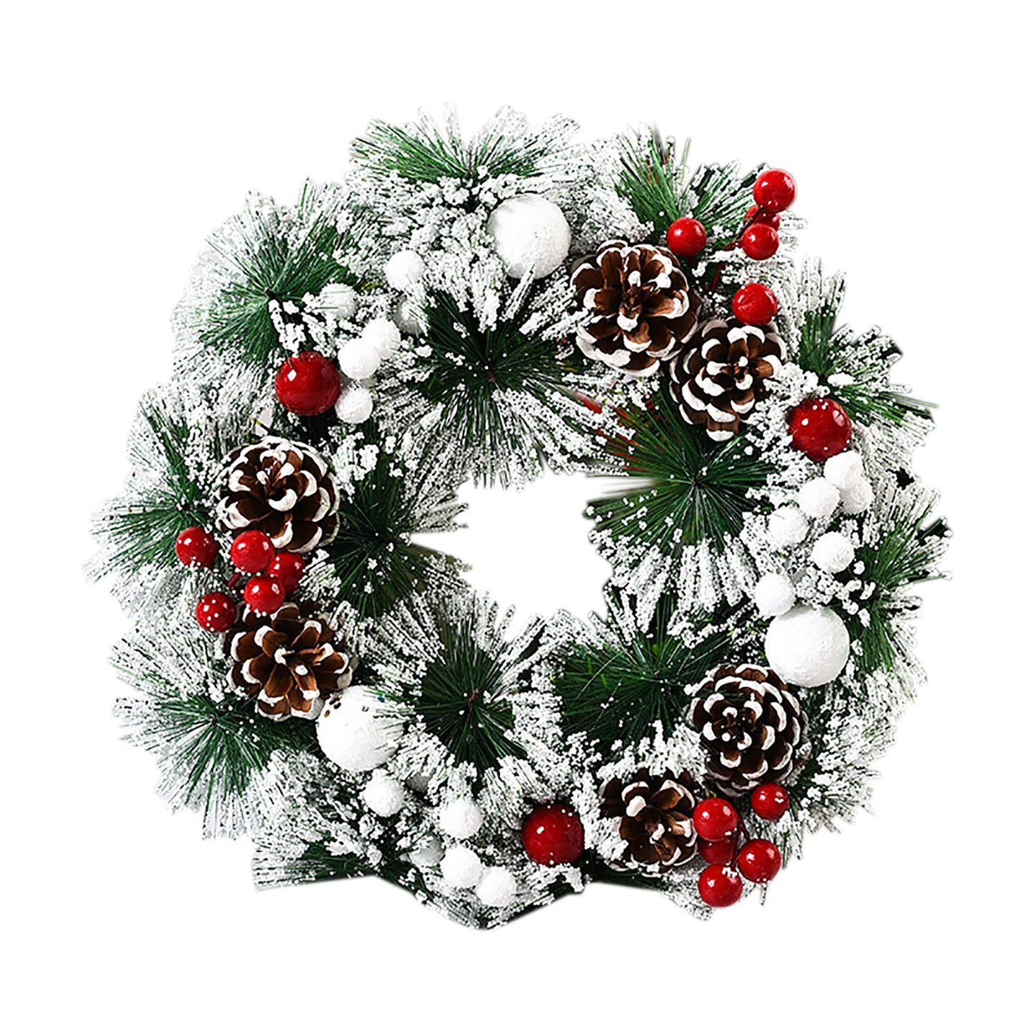 Handmade Simulated Plastic Flower Wreath Christmas Decoration Wreath Pinecone Berry Decorative Wreath For Door Fireplace 32*32cm