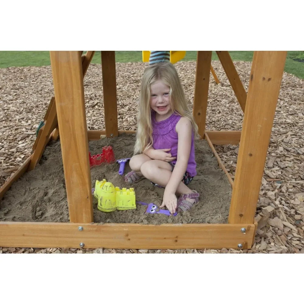 Wooden swing set, colored (exclusively available on Amazon)