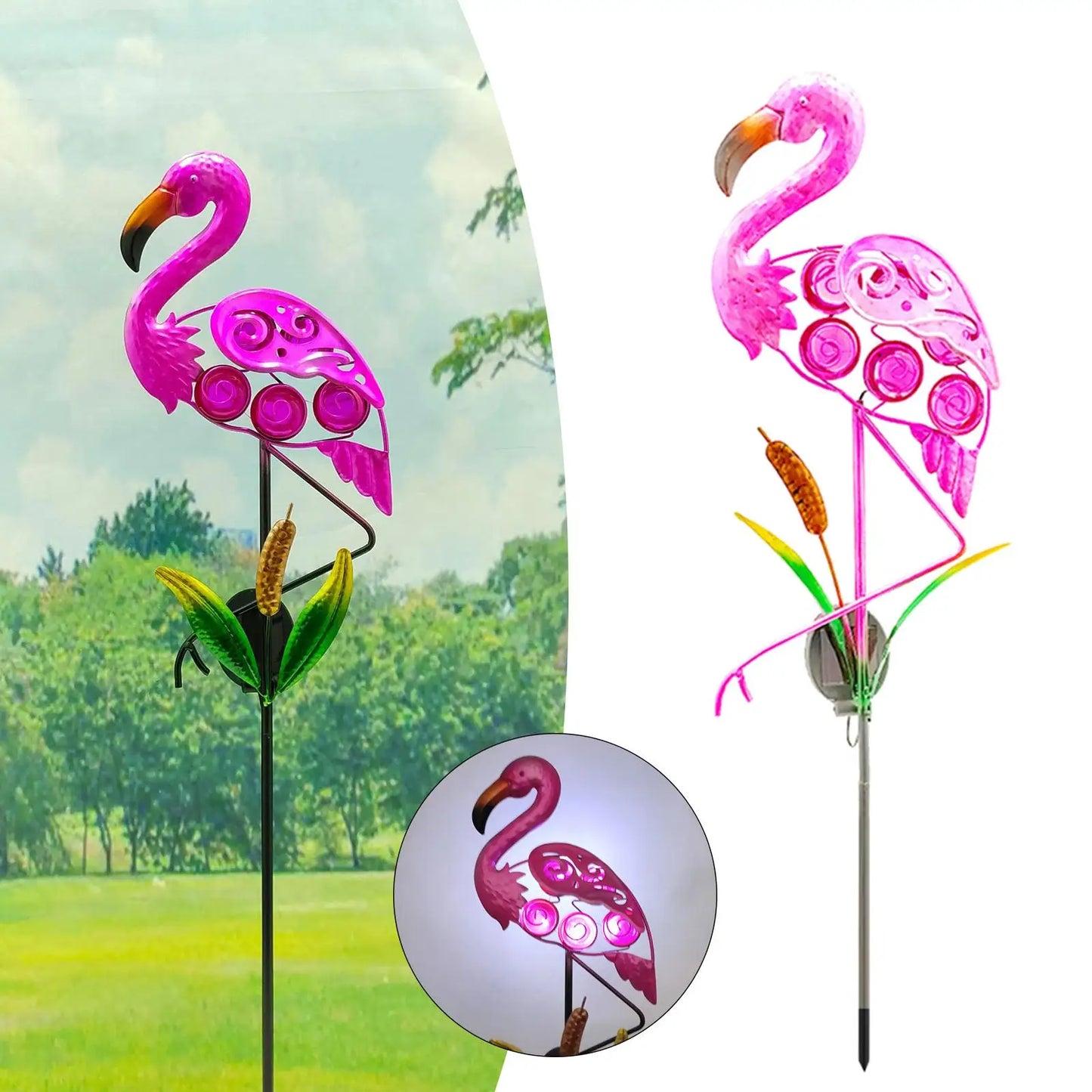 Solar Flamingo Lights - Outdoor Stakes Lights, Waterproof LED Decorative