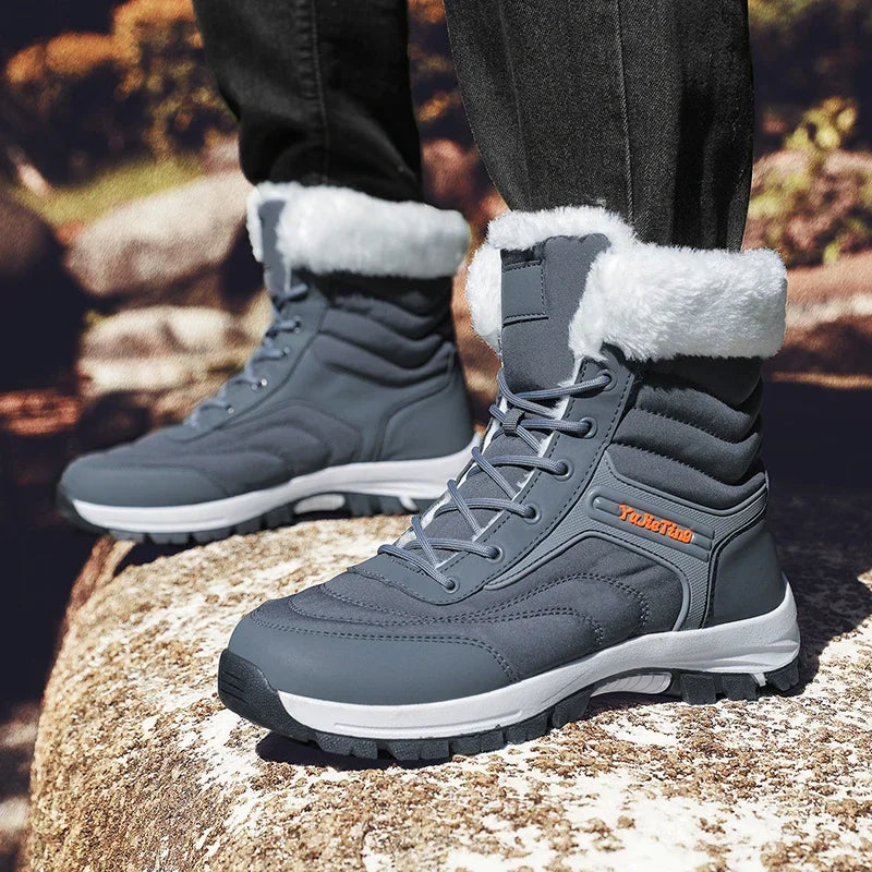 2024 Winter Men Snow Boots Women Sneakers Outdoor Super Warm Hiking Couple Shoe Waterproof  High Top Big Size Unisex Plush Boats