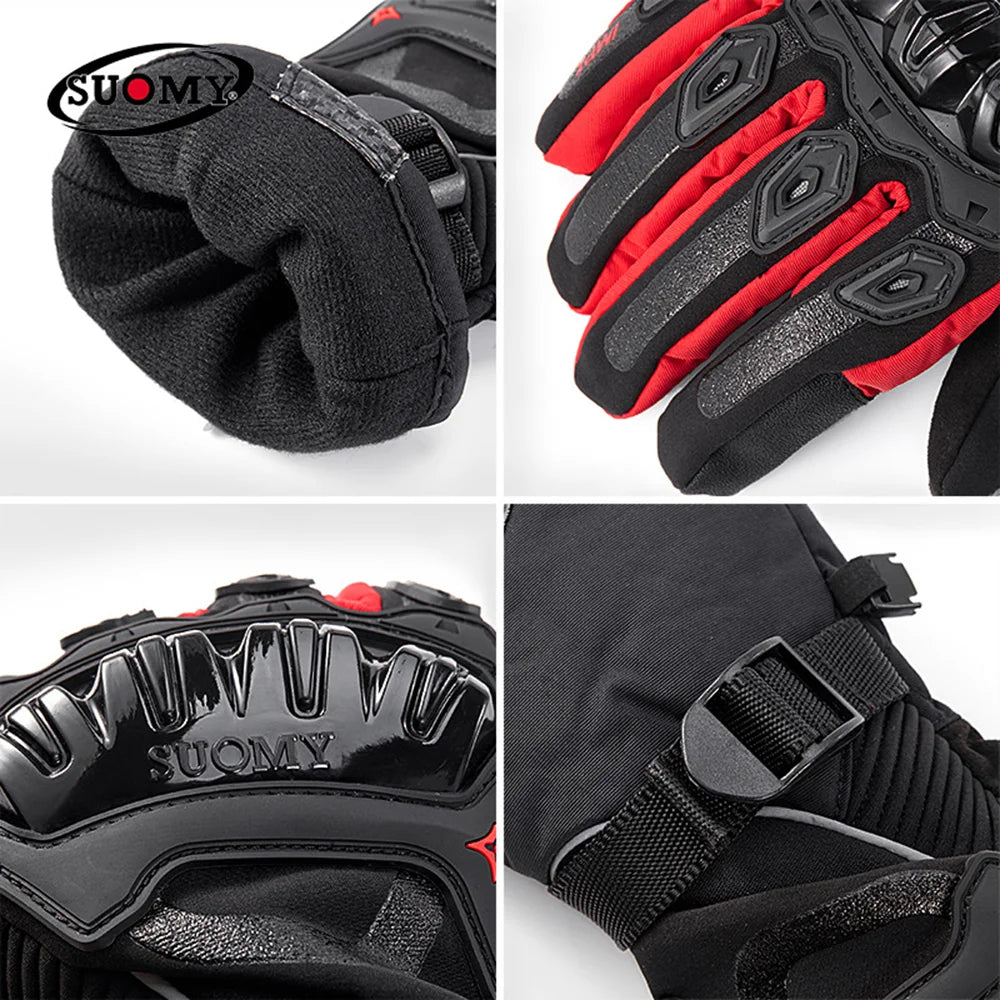 Waterproof Motorcycle Gloves Winter Thickening Touch Screen Full Finger Gloves Protective Anti-fall Non-slip Riding Moto Gloves