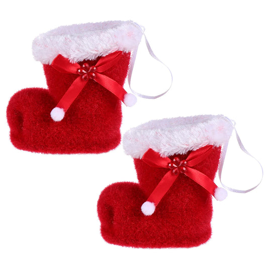 2 Pcs Christmas Candy Bag Gifts for Stocking Stuffers Bags Xmas Party Supplies Tree Pouch Rabbit Fur Boots