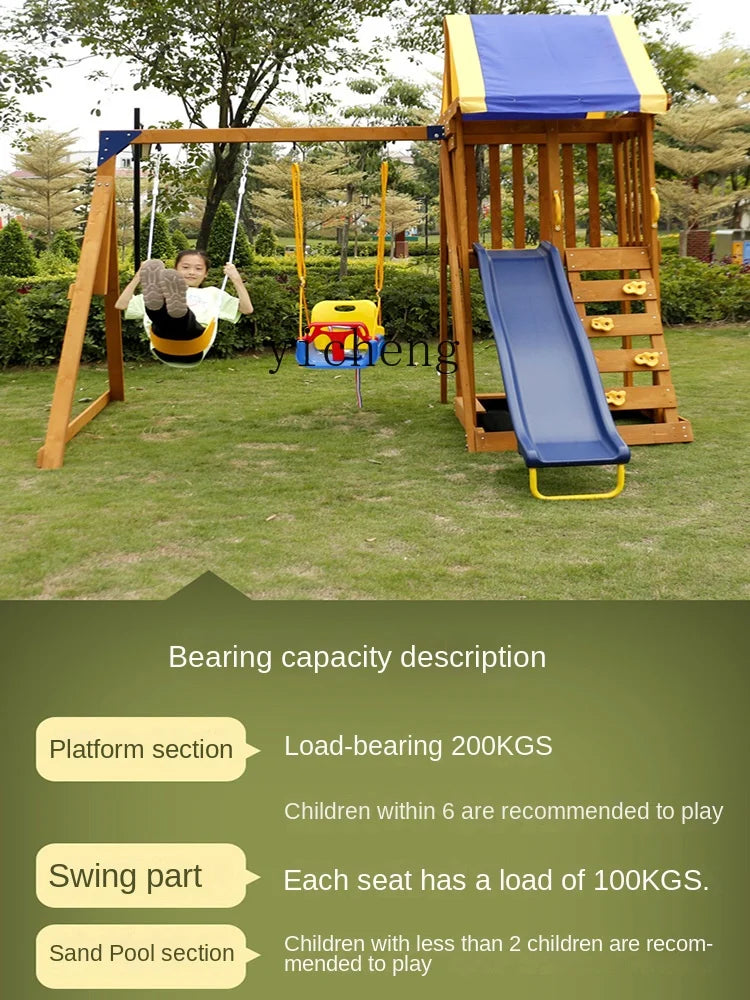 ZC Children's Outdoor Amusement Equipment Wooden Slide Swing Outdoor Park Slide