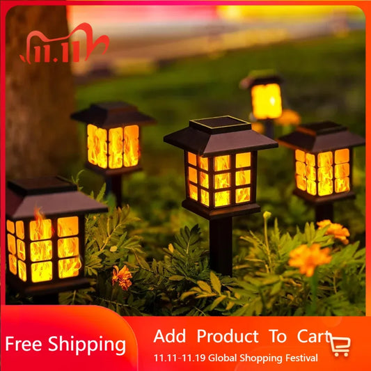 Solar Lights for Outside,16 Pack Flickering Flame LED Solar Outdoor Lights, Waterproof Solar Garden Lights Maintain 10 Hours