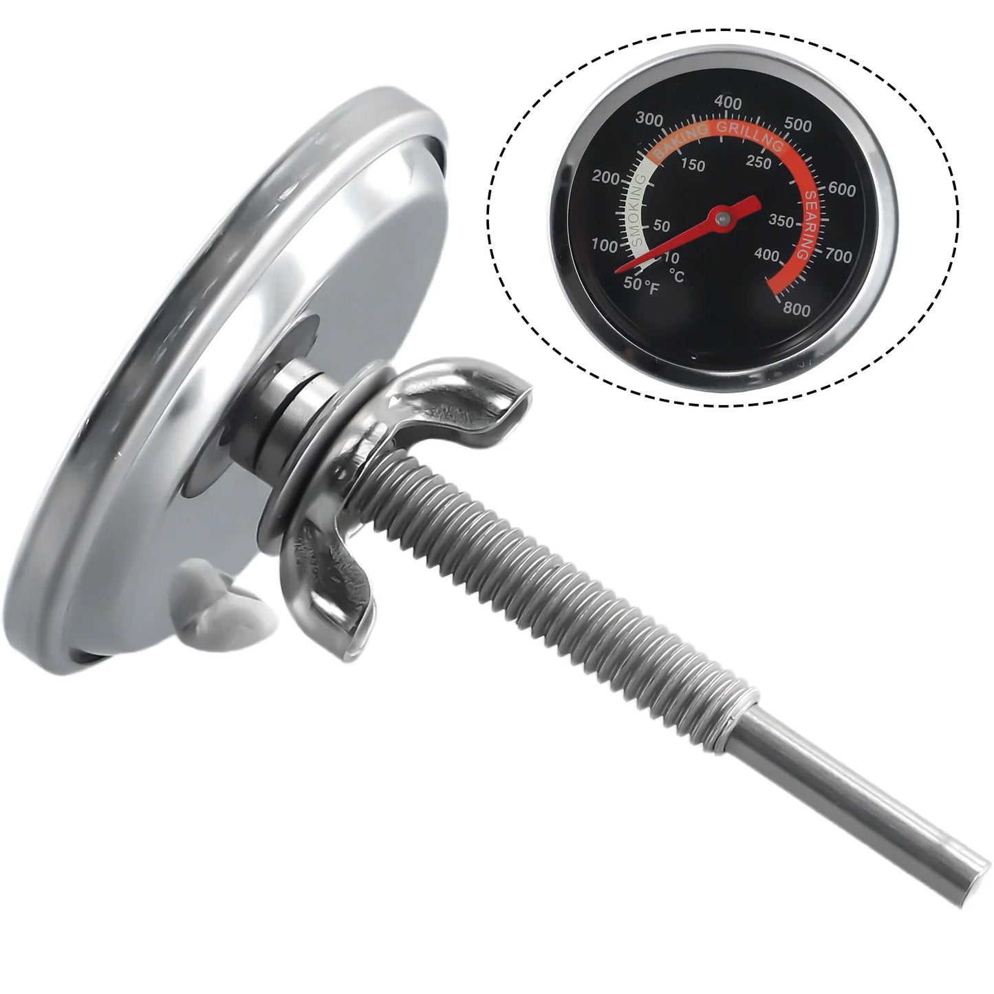 High Quality Brand New Thermometer Temp Gauge Temperature 10~400℃ 50℉~800 ℉ Accessories Barbecue M10 Screw Oven