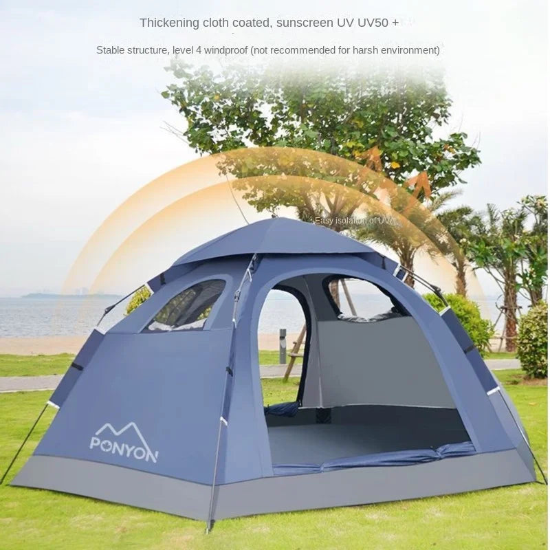 WolFAce Thickened Fully Automatic Tent Outdoor Camping Hexagonal Field 5 People Barbecue Picnic Sunscreen Rainproof Folding 2024