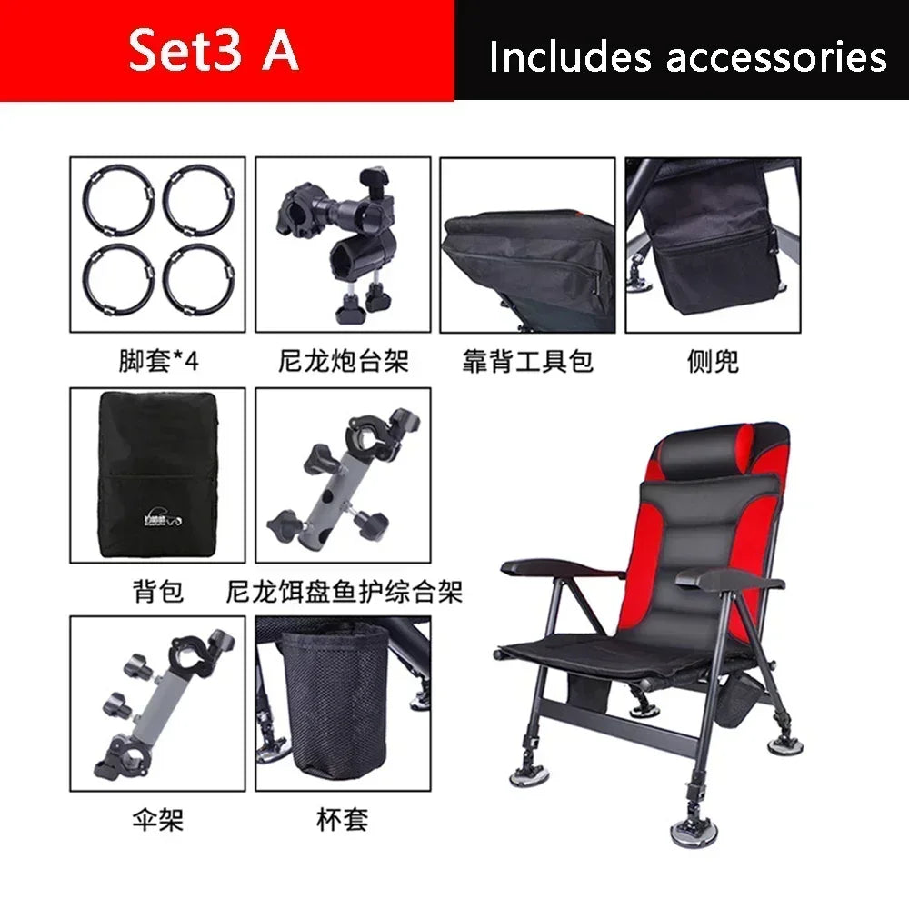 ZHUO RUN Wholesale Portable Folding Fishing Chair Multifunctional Outdoor Collapsable Bed Chair for Carp Fishing