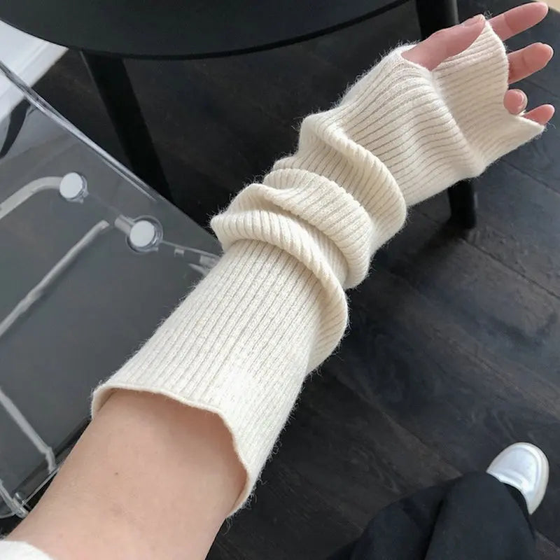 2024 New Spring Y2K Sweet Knitted Arm Warmers Long Sleeve Fingerless Gloves Harajuku Girls Punk Gothic Accessories Mittens