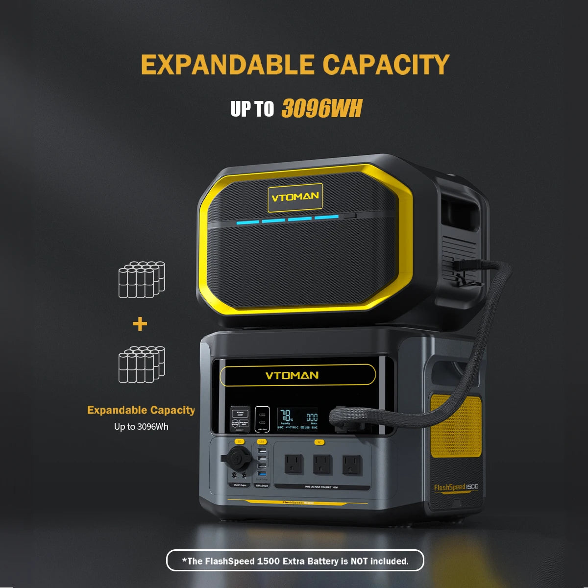 VTOMAN FlashSpeed 1500 Portable Power Station 1548Wh LiFePO4 Battery with 3000W Peak for Outdoor Camping RV Home Energy Power