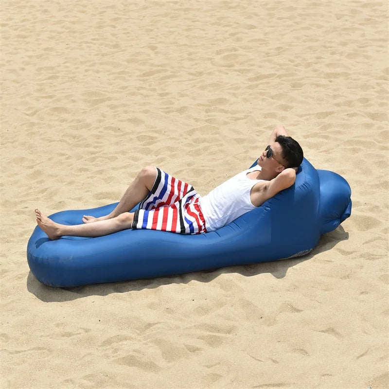 Water Inflatable Sofa Portable Outdoor Beach Air Sofa Bed Folding Camping Inflatable Bed Sleeping Bag Air Cushion Bed