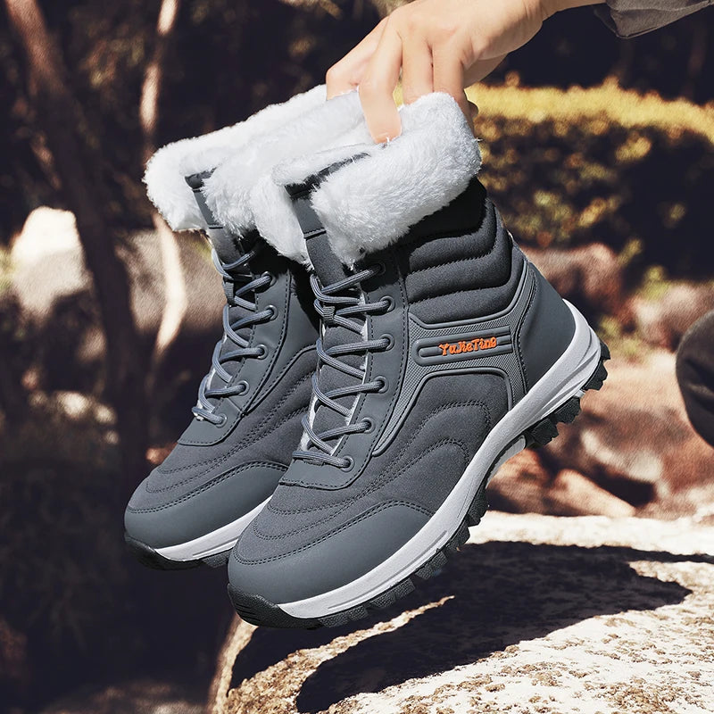 2024 Winter Men Snow Boots Women Sneakers Outdoor Super Warm Hiking Couple Shoe Waterproof  High Top Big Size Unisex Plush Boats