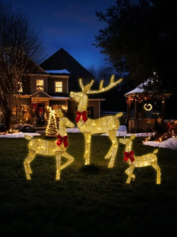 3pcs Lighted Deer Reindeer Family Lighted Deer Christmas Decor With Led Lights Light Up Bucks Indoor Or Outdoor Yard Lawn Decor