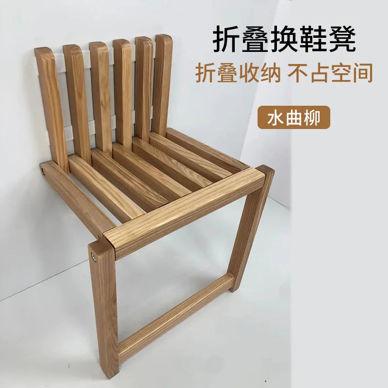 Ultra Thin Hidden Wall Hanging Folding Stool Porch Chair Shoe Changing Wall-Mounted Folding Bathroom Stool For Seniors And Elder