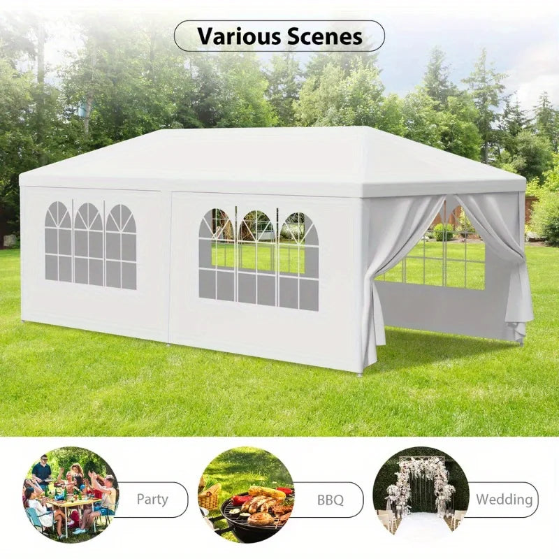 10 x 20' Gazebo Party Tent with 6 Side Walls Wedding Canopy Cater Events Outdoor